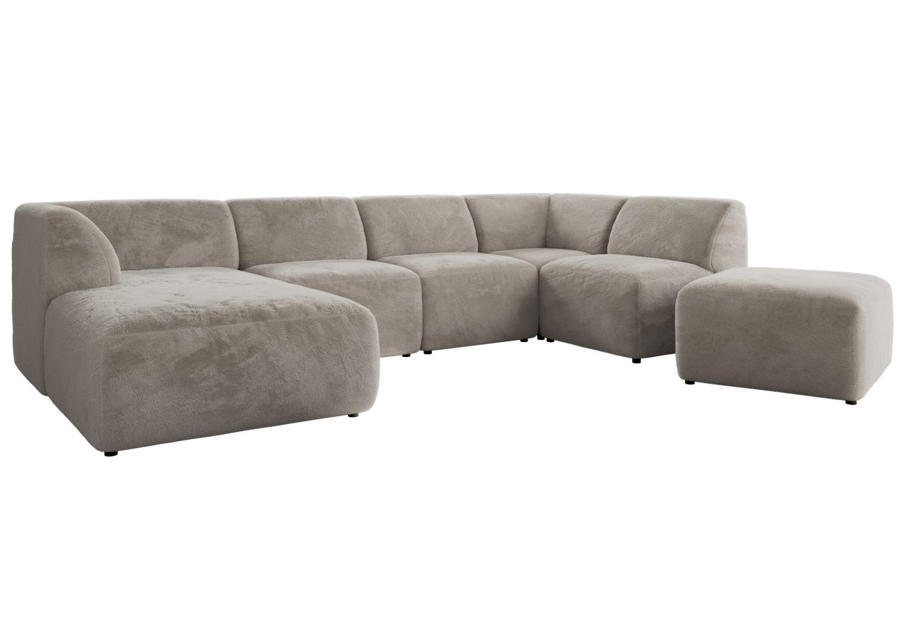 Narożnik MODARO U 6M - strona lewa - jasnoszary, plusz