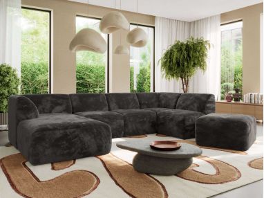 Narożnik MODARO U 6M - strona lewa - ciemnoszary, plusz