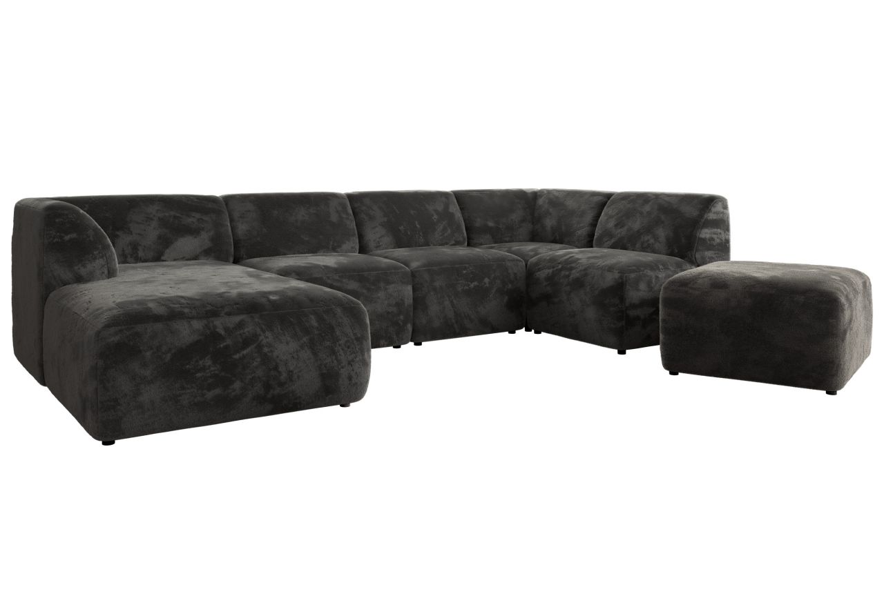 Narożnik MODARO U 6M - strona lewa - ciemnoszary, plusz