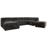 Narożnik MODARO U 6M - strona lewa - ciemnoszary, plusz