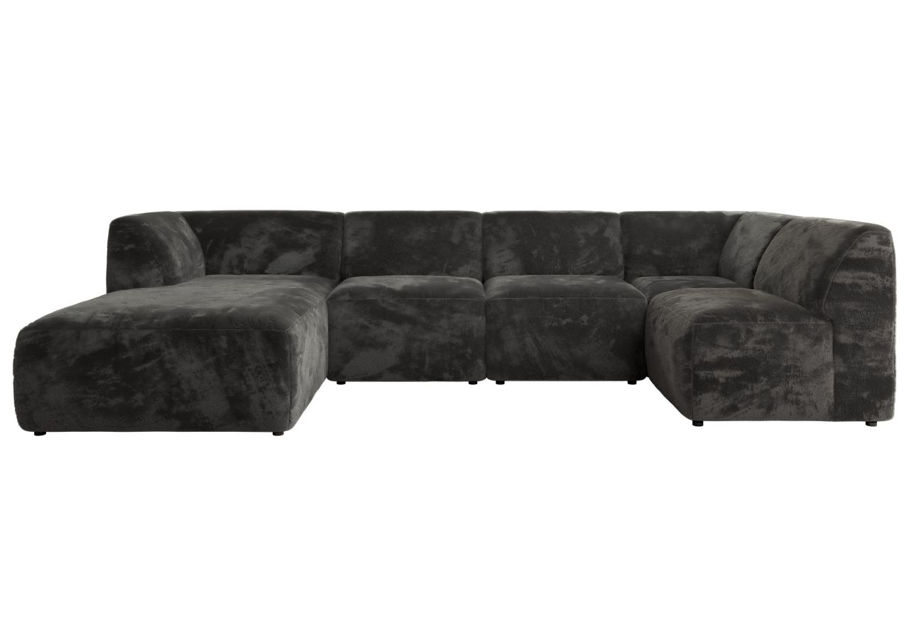 Narożnik MODARO U 6M - strona lewa - ciemnoszary, plusz