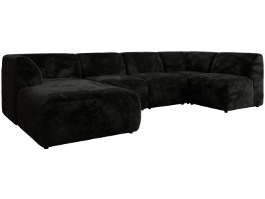 Narożnik MODARO U 6M - strona lewa - czarny, plusz