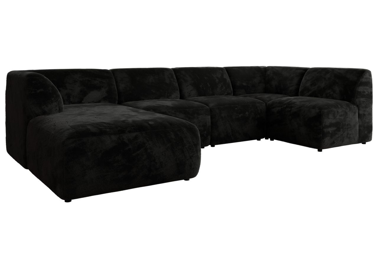 Narożnik MODARO U 6M - strona lewa - czarny, plusz