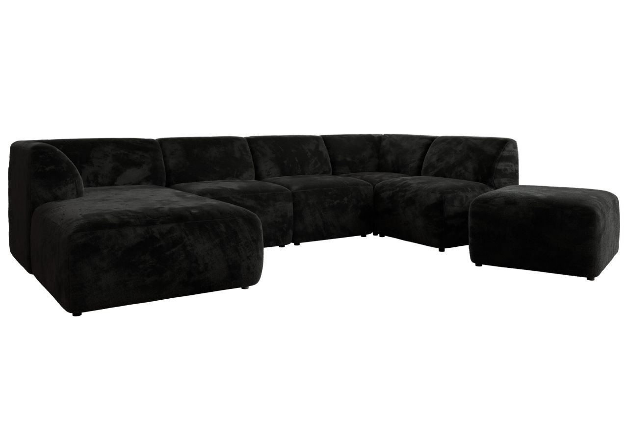 Narożnik MODARO U 6M - strona lewa - czarny, plusz