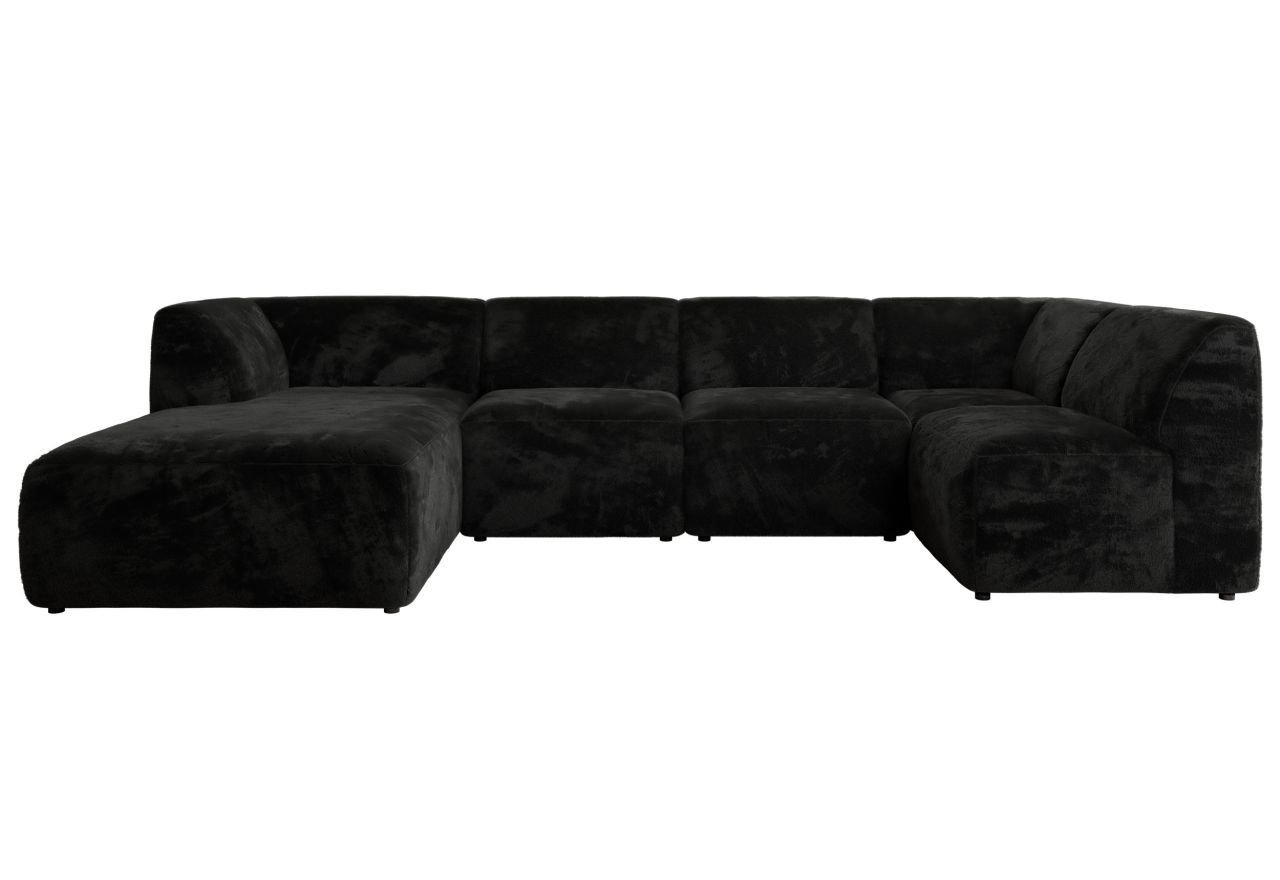 Narożnik MODARO U 6M - strona lewa - czarny, plusz