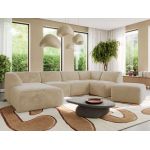 Narożnik MODARO U 6M - strona lewa - kremowy, plusz