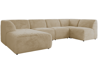 Narożnik MODARO U 6M - strona lewa - kremowy, plusz