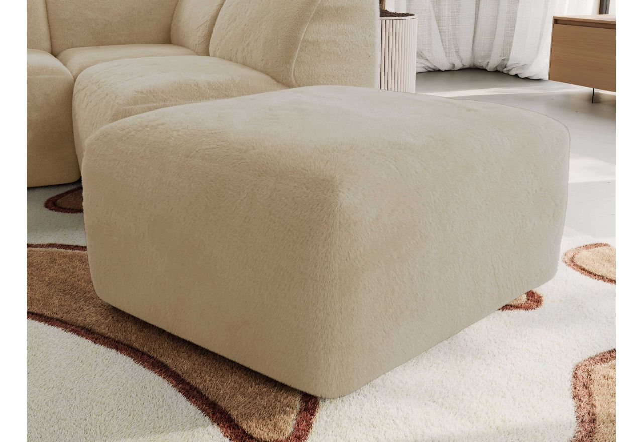 Narożnik MODARO U 6M - strona lewa - kremowy, plusz