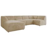 Narożnik MODARO U 6M - strona lewa - kremowy, plusz