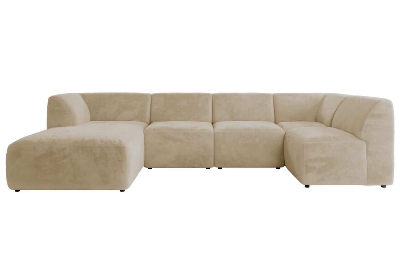 Narożnik MODARO U 6M - strona lewa - kremowy, plusz