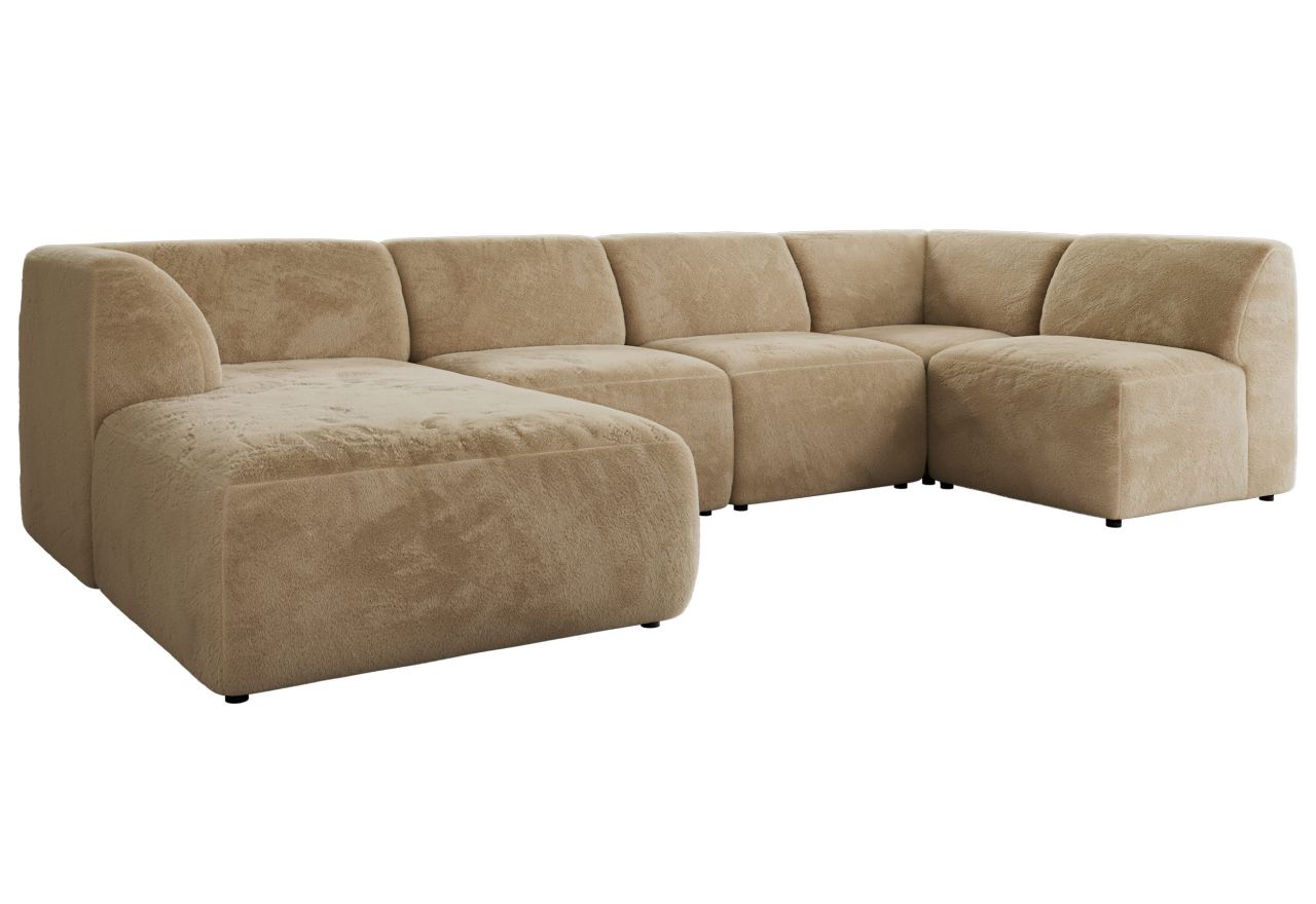 Narożnik MODARO U 6M - strona lewa - beżowy, plusz