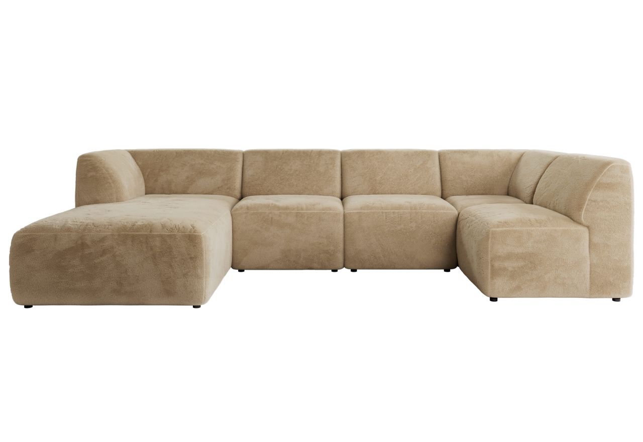 Narożnik MODARO U 6M - strona lewa - beżowy, plusz