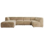 Narożnik MODARO U 6M - strona lewa - beżowy, plusz