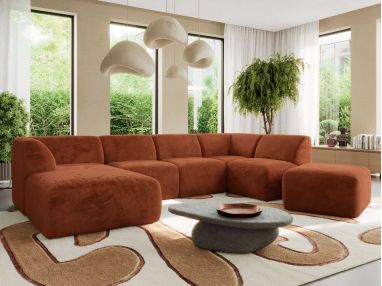 Narożnik MODARO U 6M - strona lewa - pomarańczowy, plusz