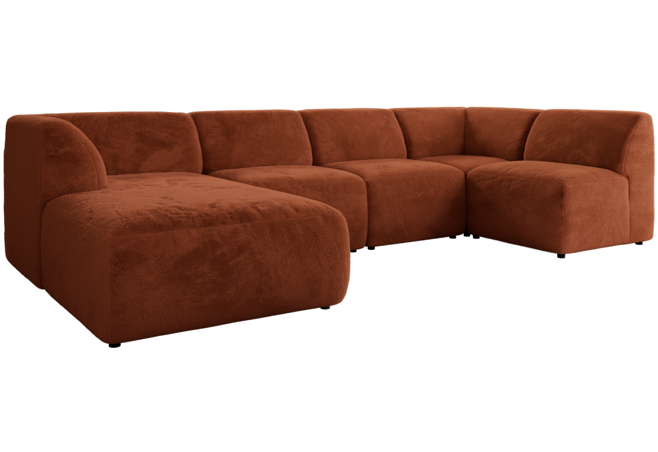 Narożnik MODARO U 6M - strona lewa - pomarańczowy, plusz