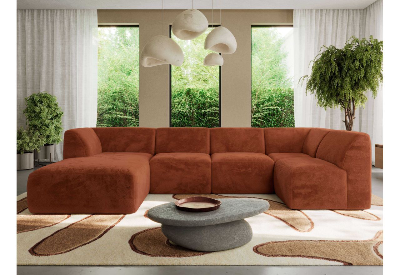 Narożnik MODARO U 6M - strona lewa - pomarańczowy, plusz