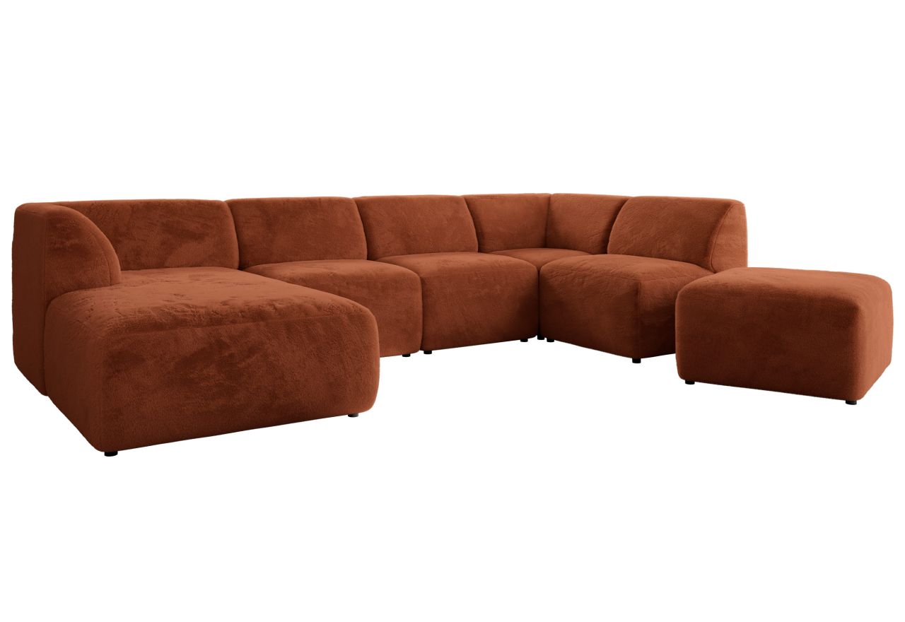 Narożnik MODARO U 6M - strona lewa - pomarańczowy, plusz