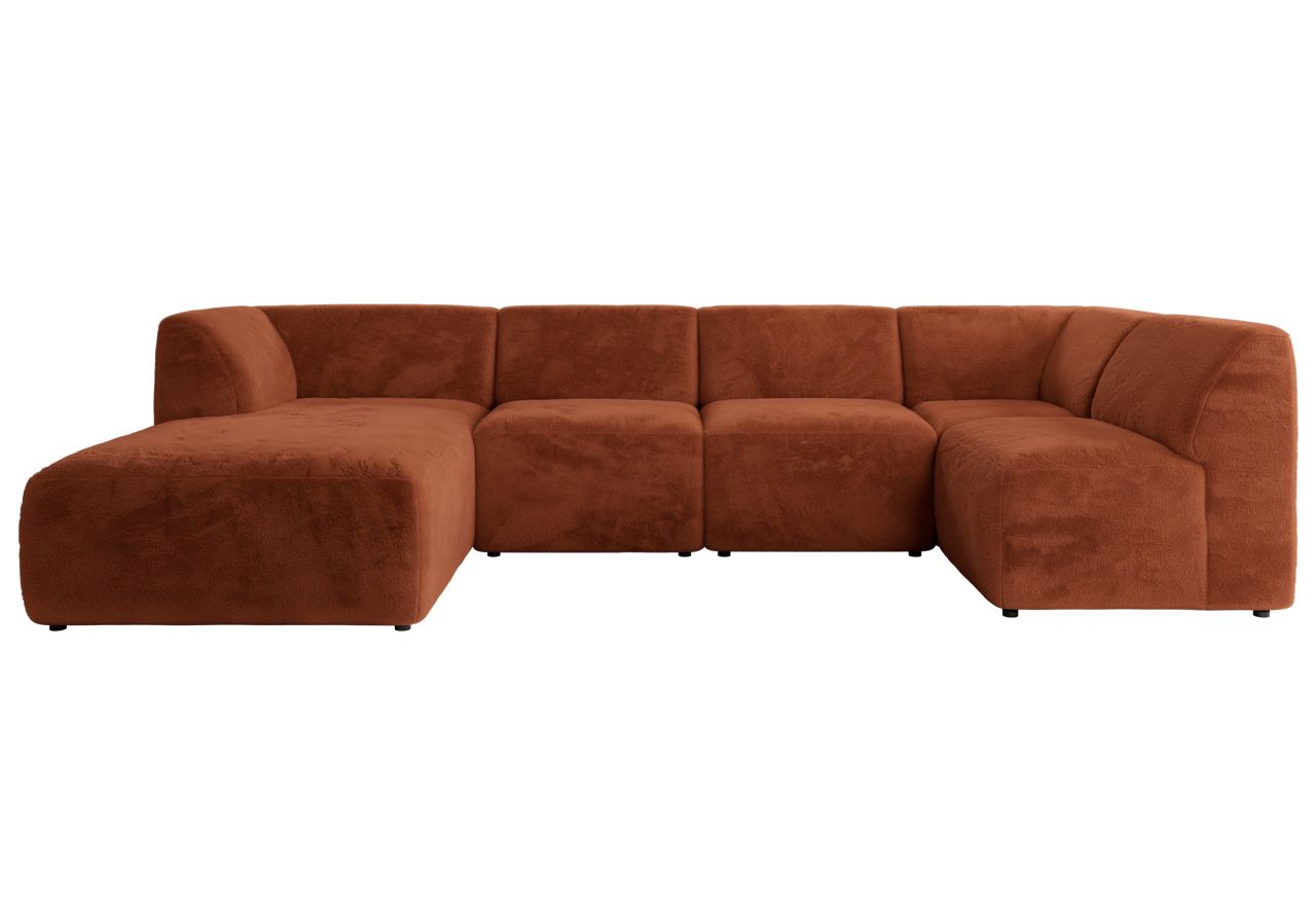 Narożnik MODARO U 6M - strona lewa - pomarańczowy, plusz