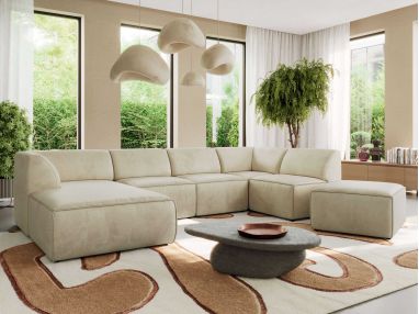 Narożnik MODARO U 6M - strona lewa - beżowy, welwet