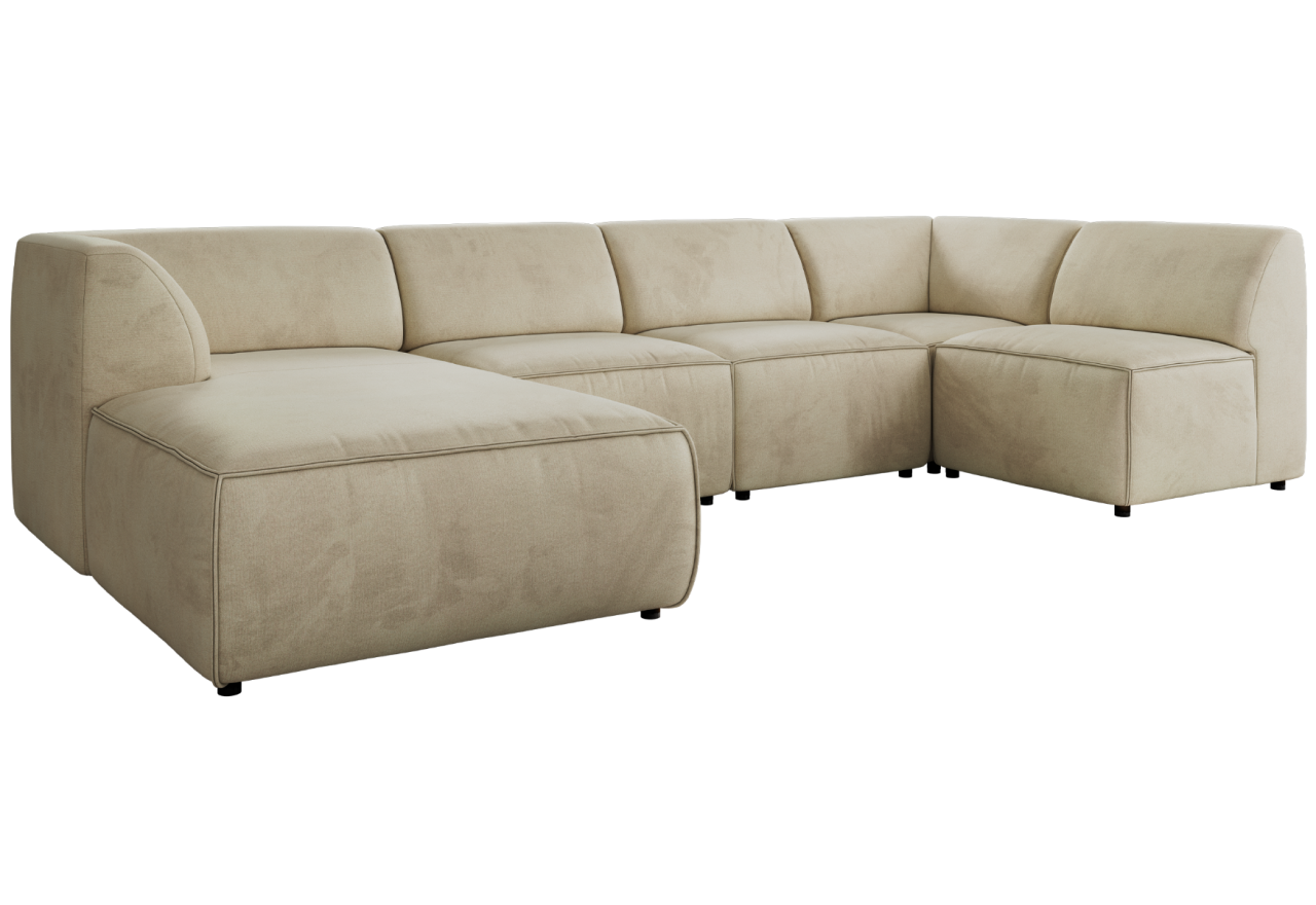 Narożnik MODARO U 6M - strona lewa - beżowy, welwet