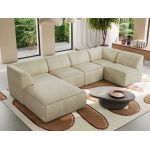 Narożnik MODARO U 6M - strona lewa - beżowy, welwet