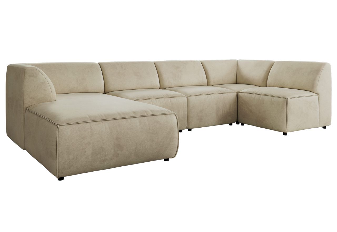 Narożnik MODARO U 6M - strona lewa - beżowy, welwet