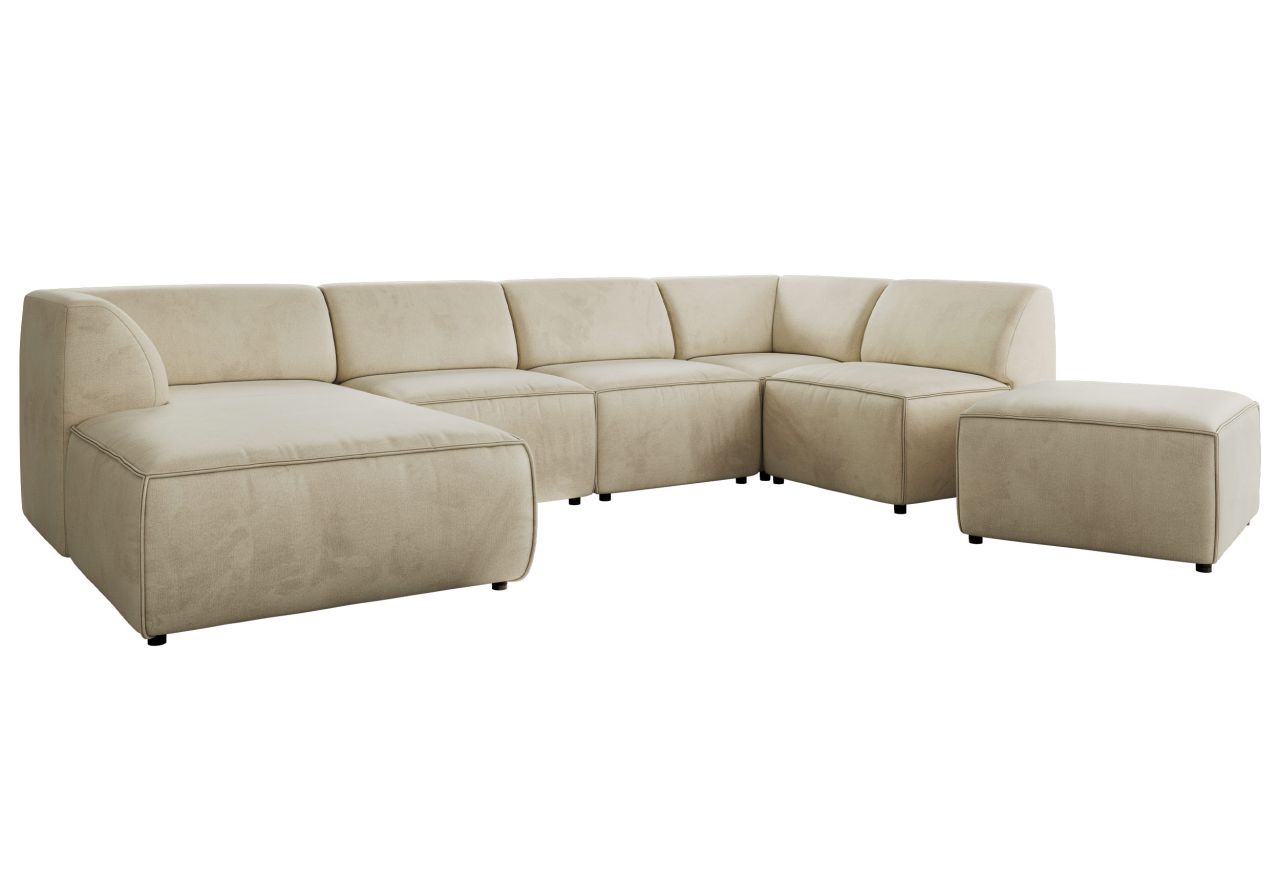 Narożnik MODARO U 6M - strona lewa - beżowy, welwet