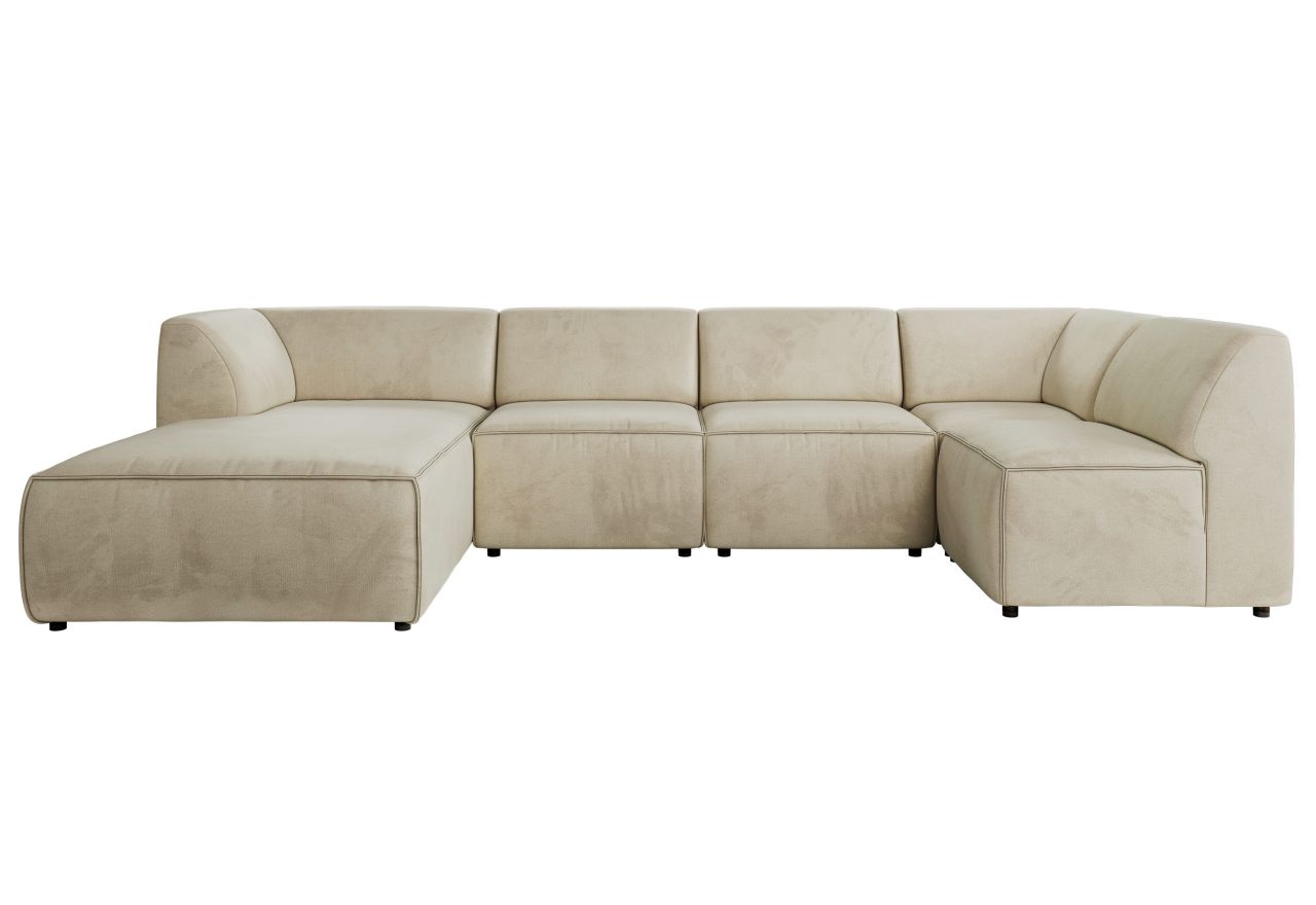 Narożnik MODARO U 6M - strona lewa - beżowy, welwet