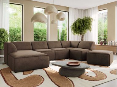 Narożnik MODARO U 6M - strona lewa - brązowy, welwet