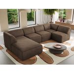 Narożnik MODARO U 6M - strona lewa - brązowy, welwet