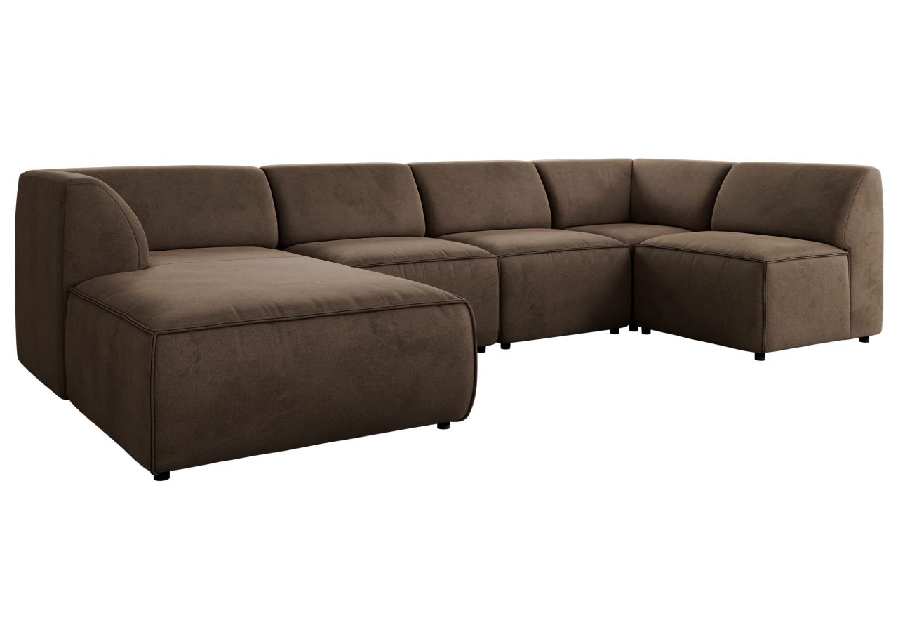 Narożnik MODARO U 6M - strona lewa - brązowy, welwet