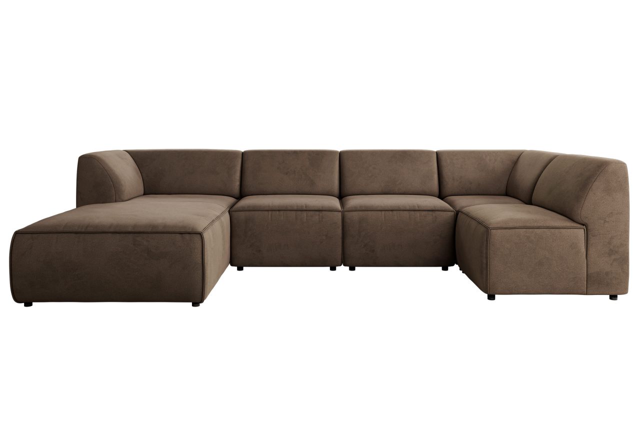 Narożnik MODARO U 6M - strona lewa - brązowy, welwet