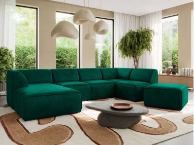 Narożnik MODARO U 6M - strona lewa - ciemnozielony, welwet