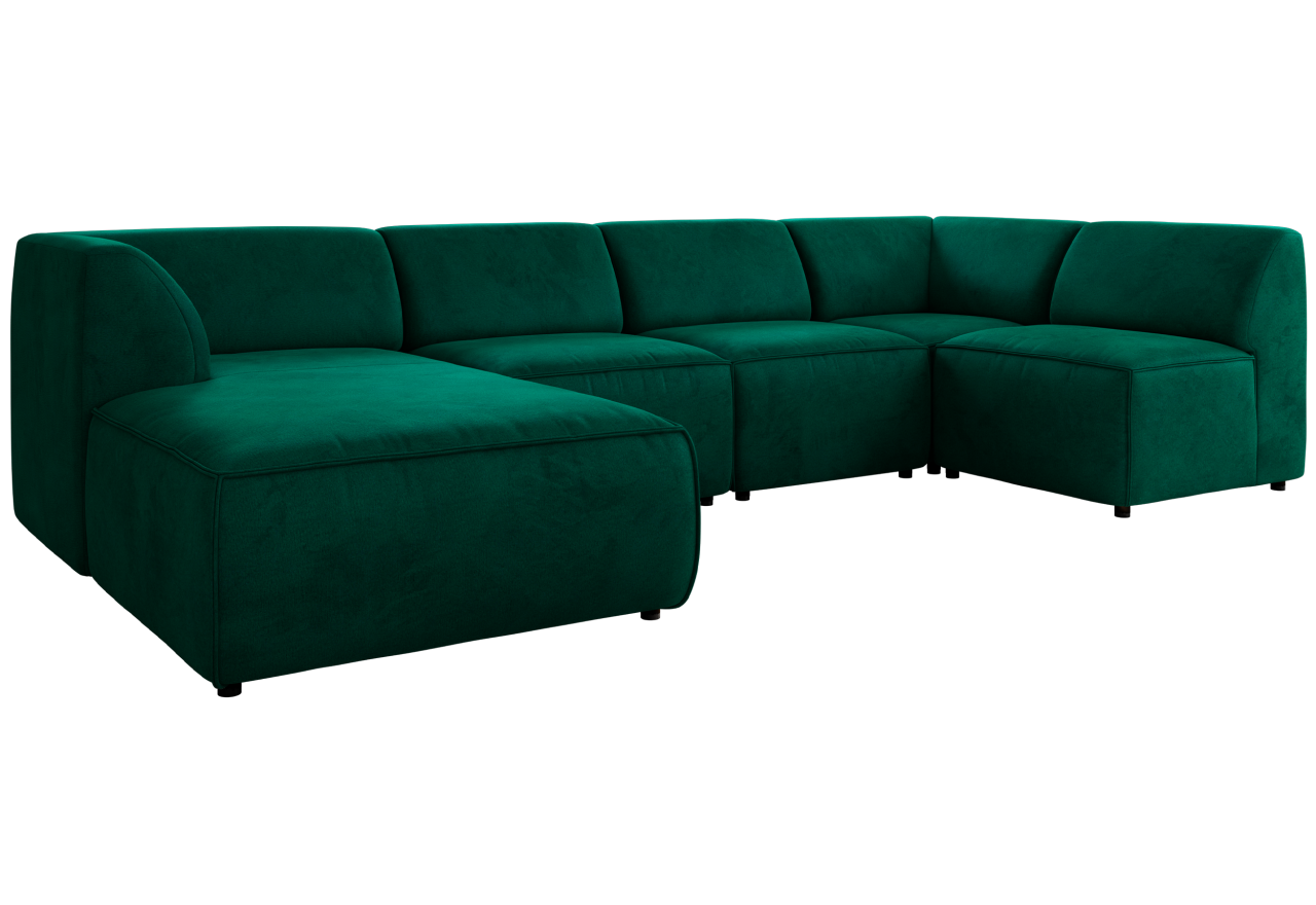 Narożnik MODARO U 6M - strona lewa - ciemnozielony, welwet