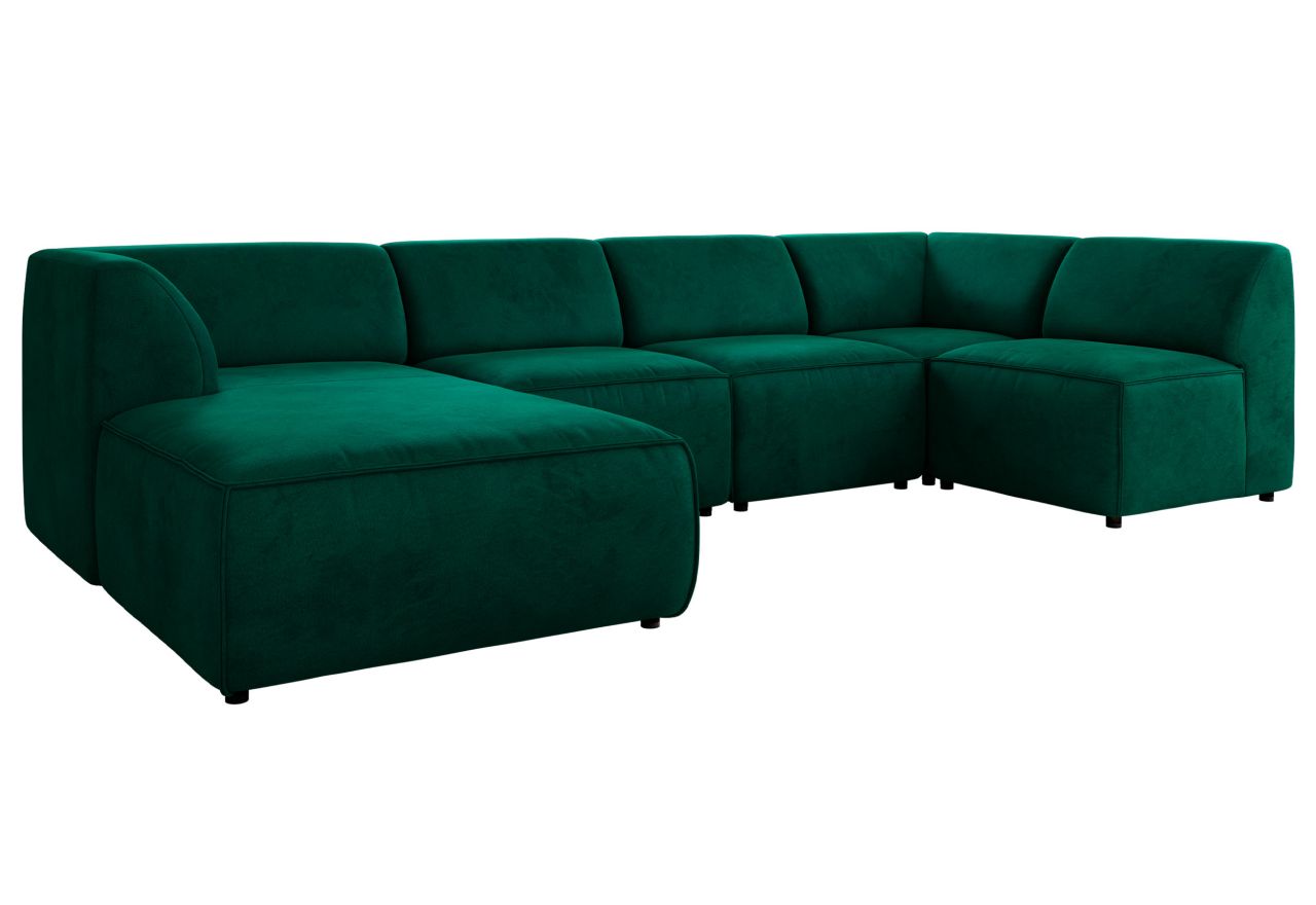 Narożnik MODARO U 6M - strona lewa - ciemnozielony, welwet