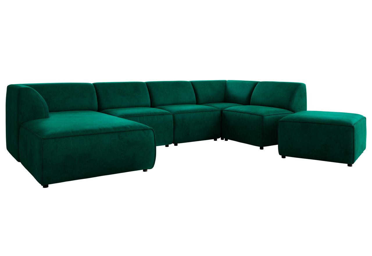 Narożnik MODARO U 6M - strona lewa - ciemnozielony, welwet