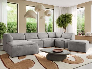 Narożnik MODARO U 6M - strona lewa - jasnoszary, welwet