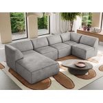 Narożnik MODARO U 6M - strona lewa - jasnoszary, welwet