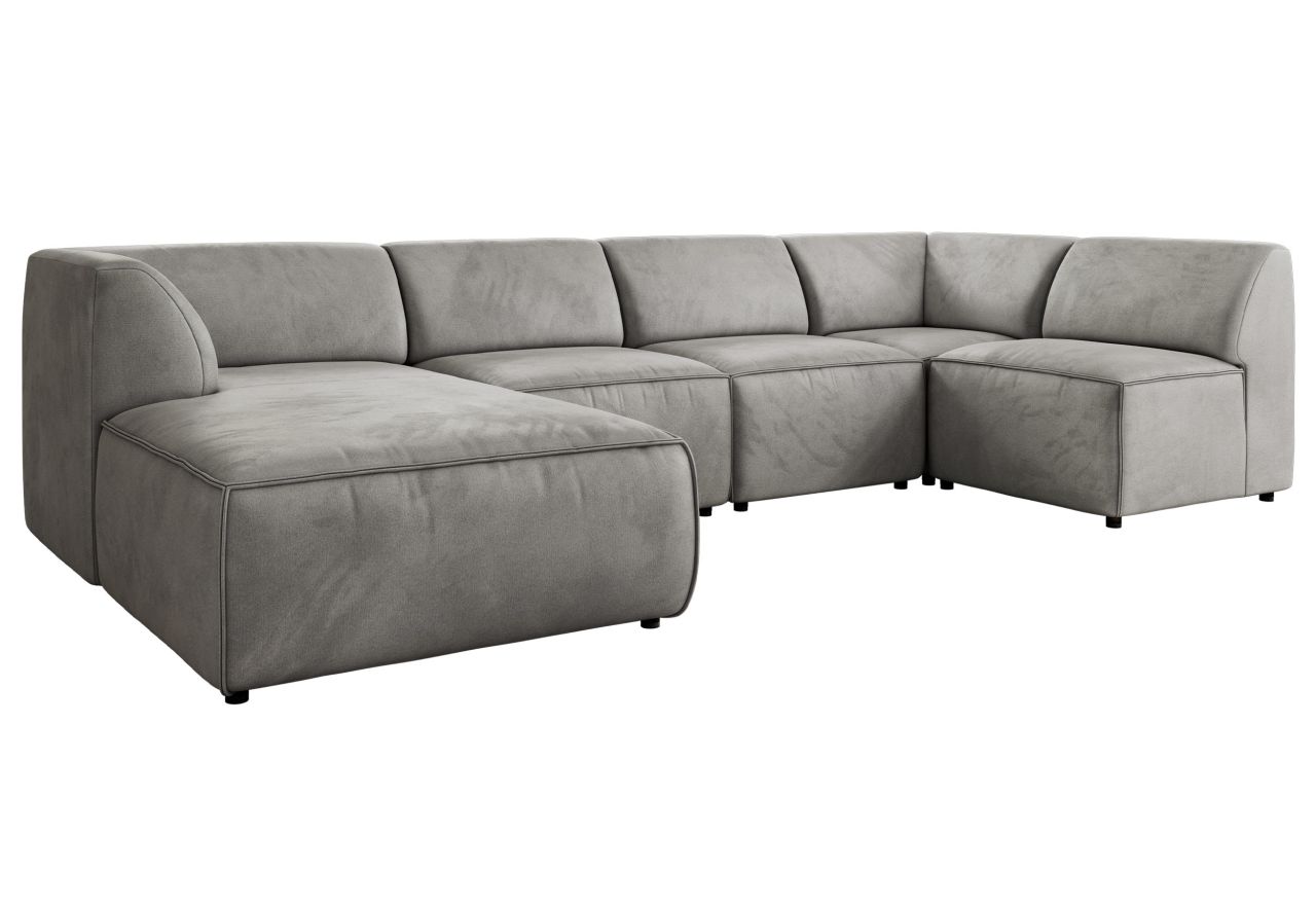 Narożnik MODARO U 6M - strona lewa - jasnoszary, welwet