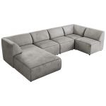 Narożnik MODARO U 6M - strona lewa - jasnoszary, welwet