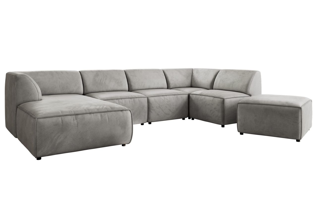 Narożnik MODARO U 6M - strona lewa - jasnoszary, welwet