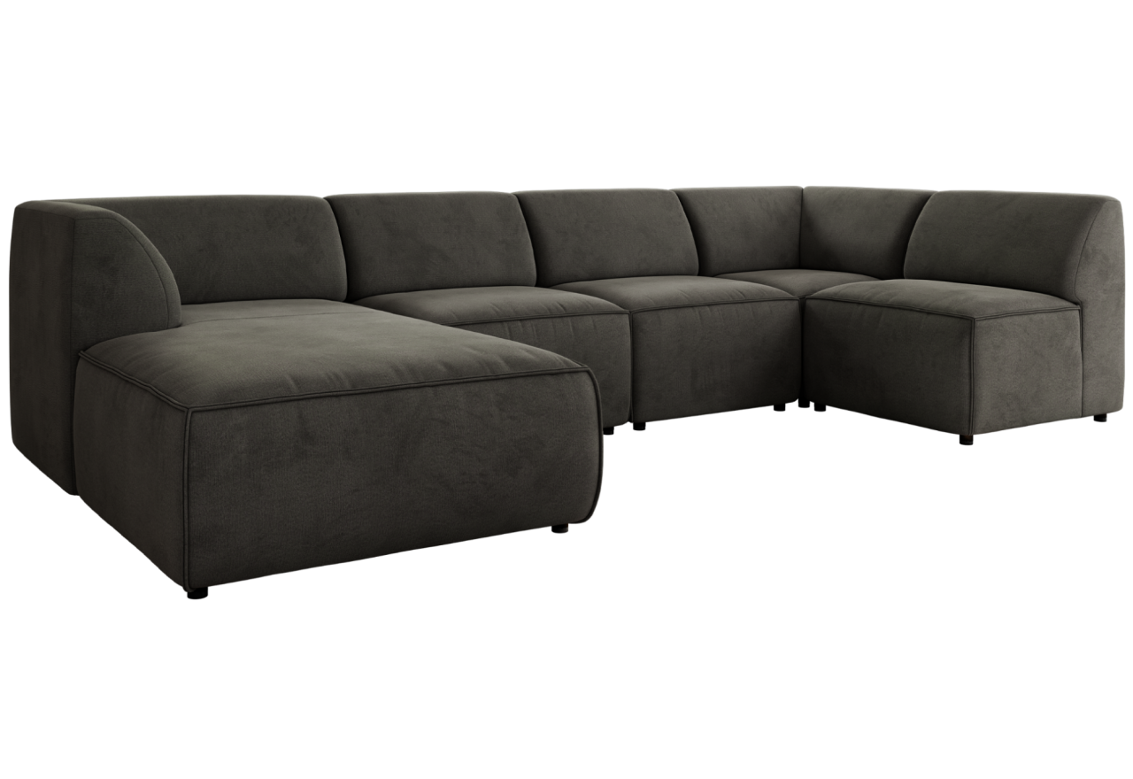 Narożnik MODARO U 6M - strona lewa - ciemnoszary, welwet