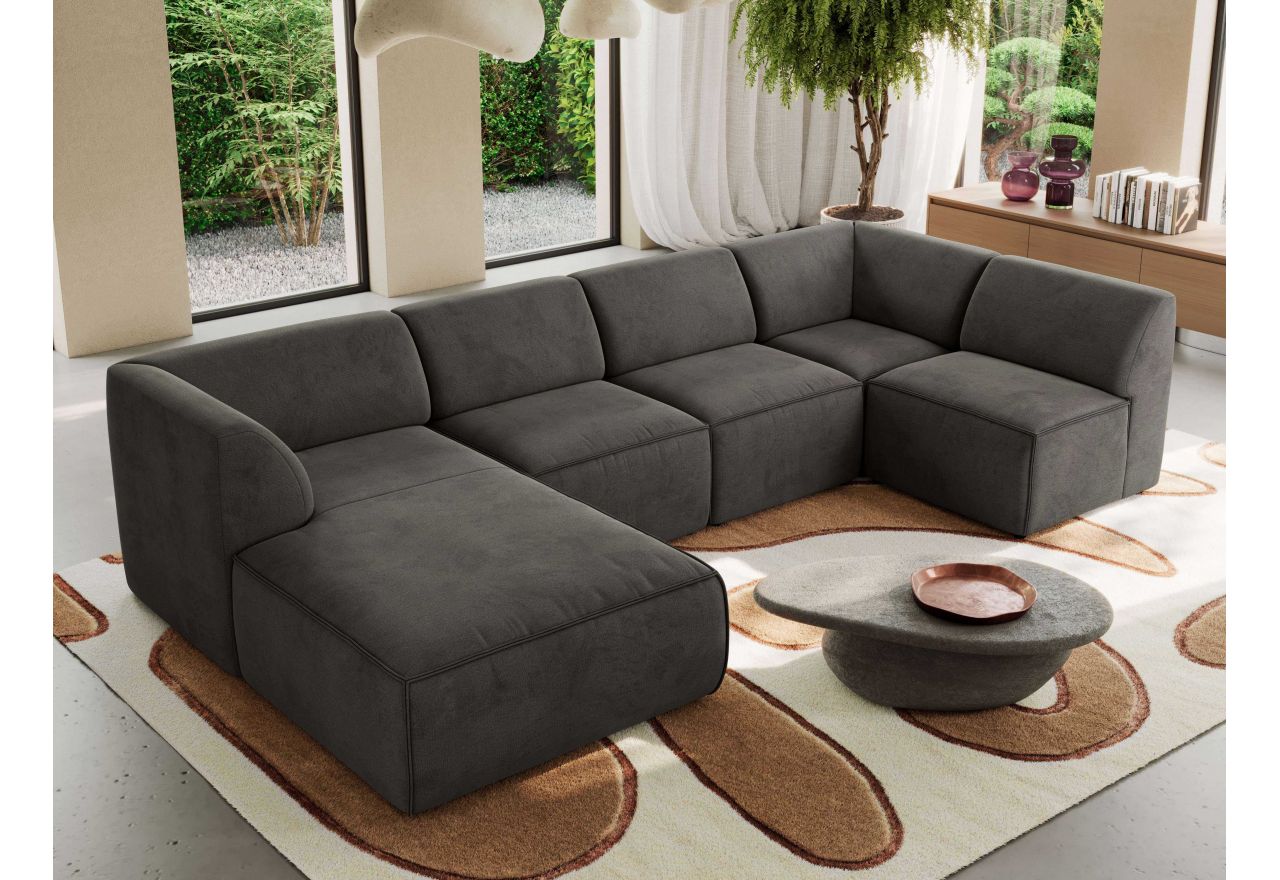 Narożnik MODARO U 6M - strona lewa - ciemnoszary, welwet