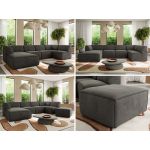 Narożnik MODARO U 6M - strona lewa - ciemnoszary, welwet