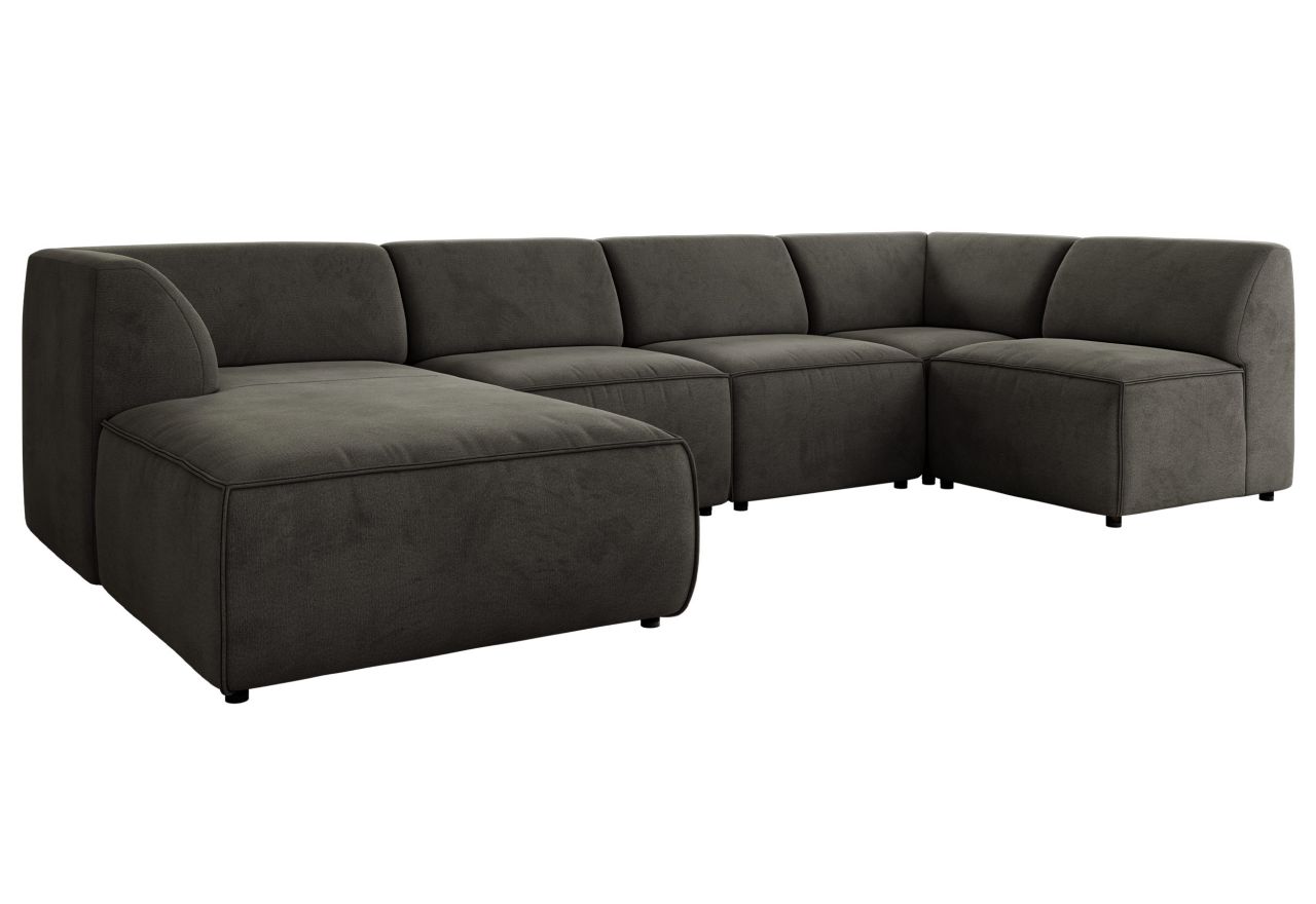 Narożnik MODARO U 6M - strona lewa - ciemnoszary, welwet