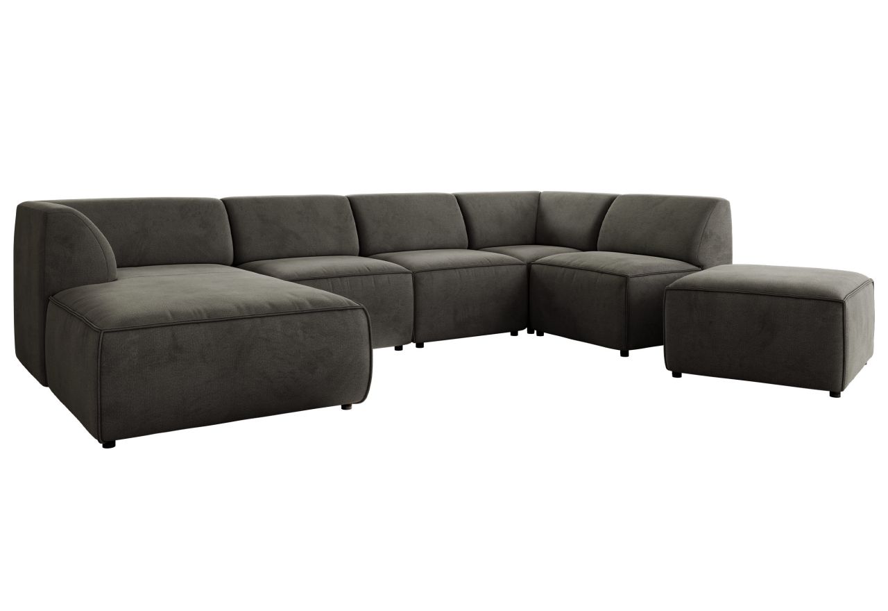 Narożnik MODARO U 6M - strona lewa - ciemnoszary, welwet