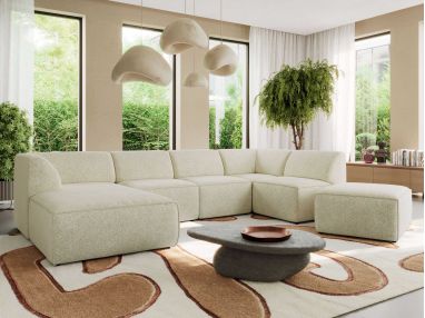 Narożnik MODARO U 6M - strona lewa - kremowy, struktura