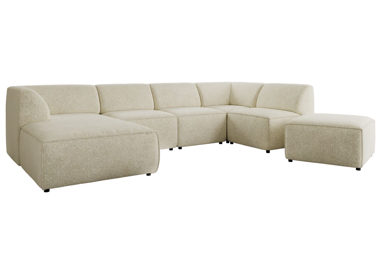 Narożnik MODARO U 6M - strona lewa - kremowy, struktura