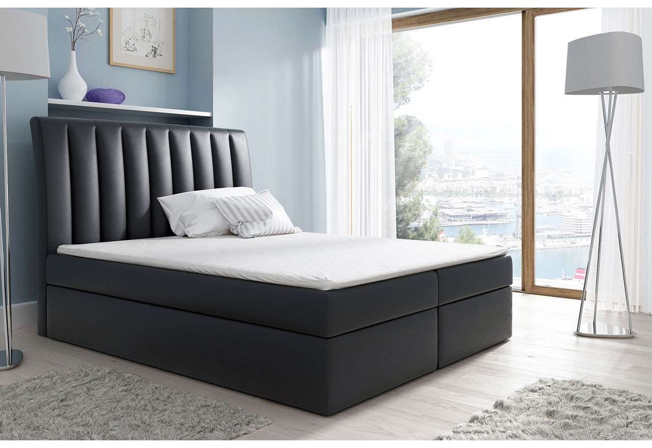 Łóżko kontynentalne z wyprofilowanym zagłowiem i podwójnym pojemnikiem na pościel do sypialni - RENO / Soft 11