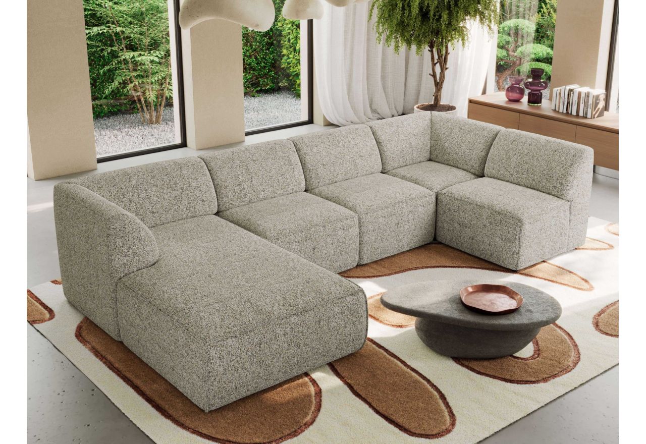 Narożnik MODARO U 6M - strona lewa - beżowy, struktura